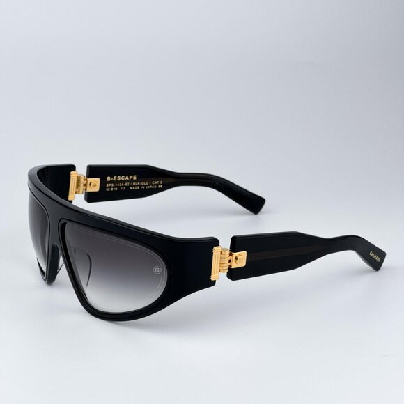 Balmain B-ESCAPE BPS-143A-62 Men BRAND NEW Sunglasses Titanium Black Gold Grey - Picture 5 of 12